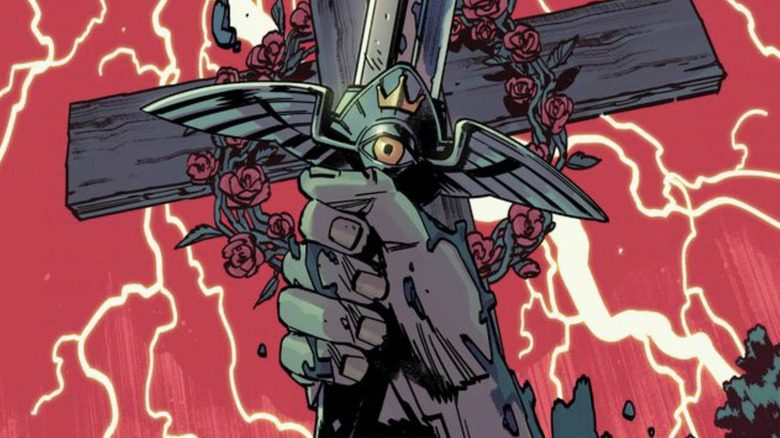 Corpse Knight #1 cover, and bursting out of grave holding sword