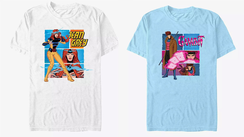 X-Men '97 t-shirts with Jean Grey and Gambit