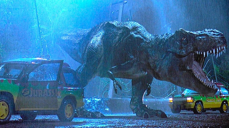 T-Rex breakout scene from Jurassic Park