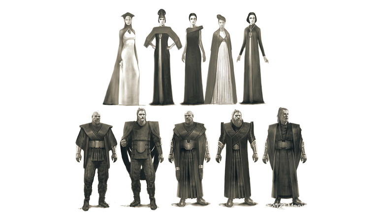 Concept art of Asgard citizens from The Art of Thor book