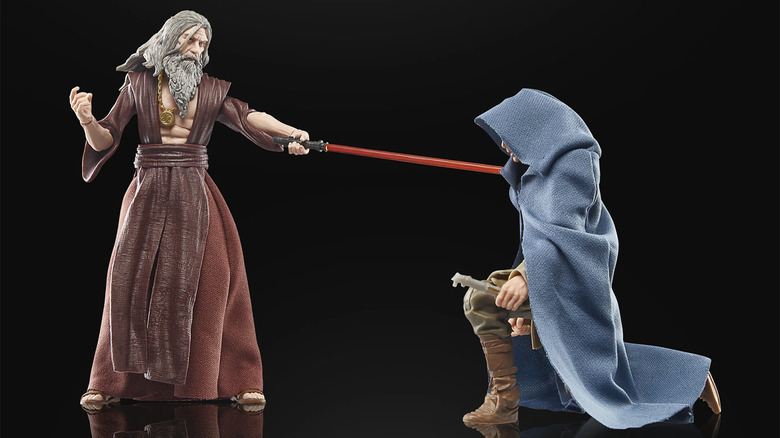 Hasbro's Star Wars: The Last Command Action Figures - Luuke Skywalker kneeling before Joruus C'baoth 