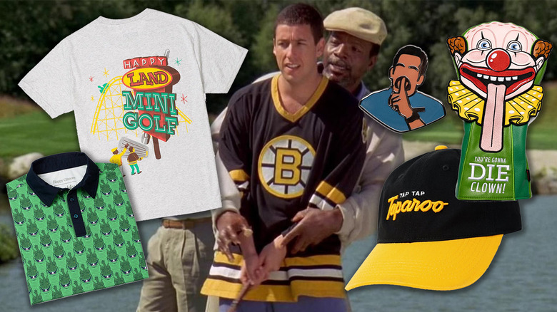 Chubbs helping Happy Gilmore from behind, surrounded by RSVLTS gear