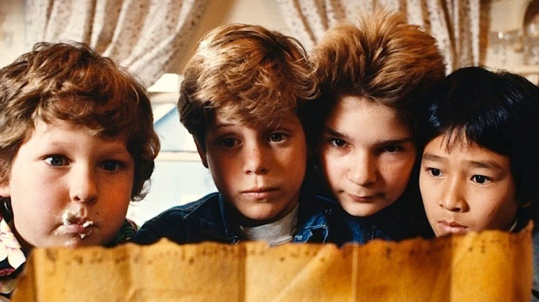 Jeff Cohen, Sean Astin, Corey Feldman, and Ke Huy Quan in The Goonies