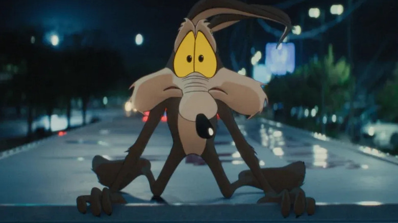 The Coyote on the top of a truck in Coyote vs. Acme