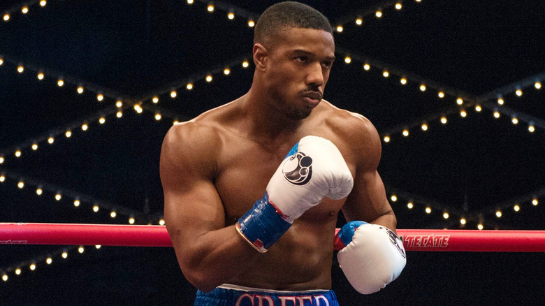 Michael B Jordan in the ring for Creed II