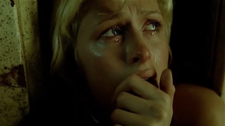 Paris Hilton crying scared hand to mouth