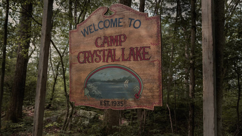 The sign welcomes you to camp in Crystal Lake