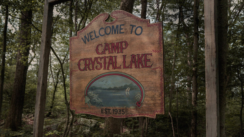 The Welcome to Camp Crystal Lake sign in Crystal Lake Season 1