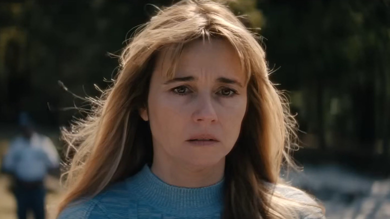 Linda Cardellini as Pamela Voorhees looking out at the lake in Crystal Lake