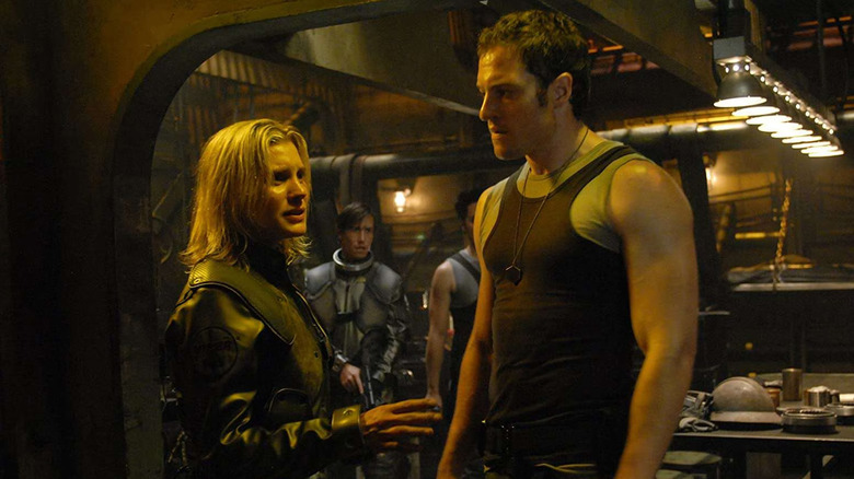 Starbuck and Apollo on Battlestar Galactica