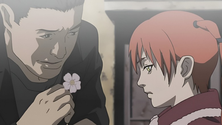 Ran sells flowers to a Lux citizen in Episode 12 of Texhnolyze