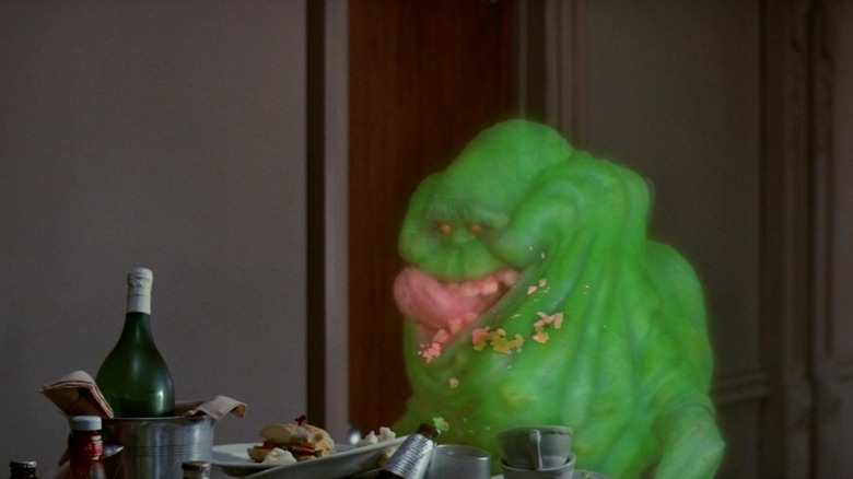 Slimer eating a lot in Ghostbusters