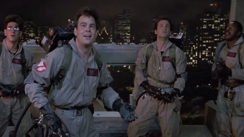 Ray Stantz gets an idea while the other guys clear their heads in Ghostbusters