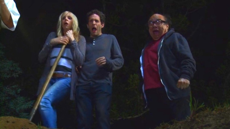 Kaitlin Olson in the role of Dee and Glenn Hownrton in the role of Dennis and Danny Devito in Frank's screaming as always sunny in Philadelphia