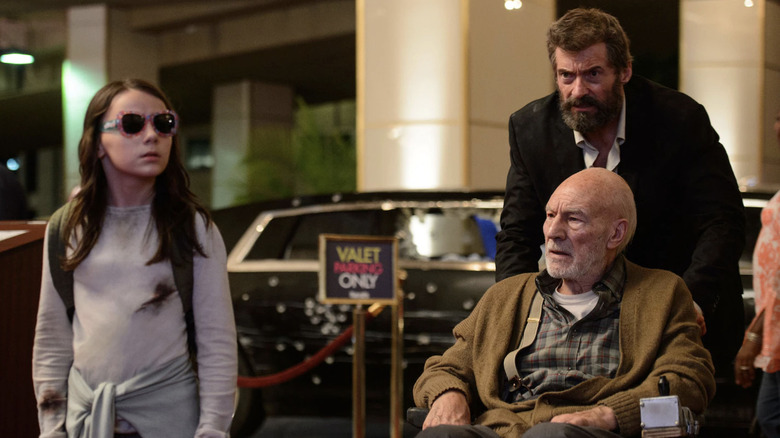 Hugh Jackman, Patrick Stewart, and Dafne Keen in Logan