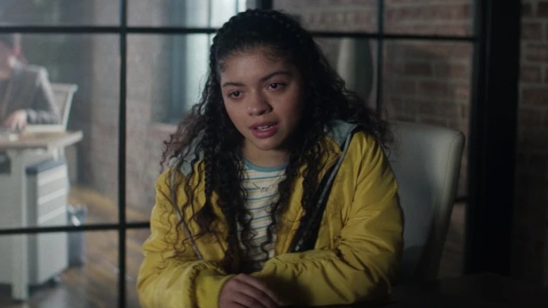 Camila Rodriguez's Angela del Toro wearing a yellow jacket on Daredevil: Born Again