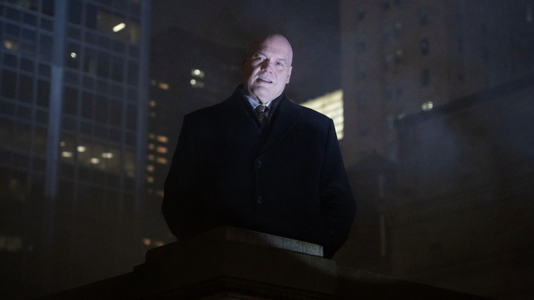 Wilson Fisk/Kingpin standing on top of New York City building in Daredevil: Born Again