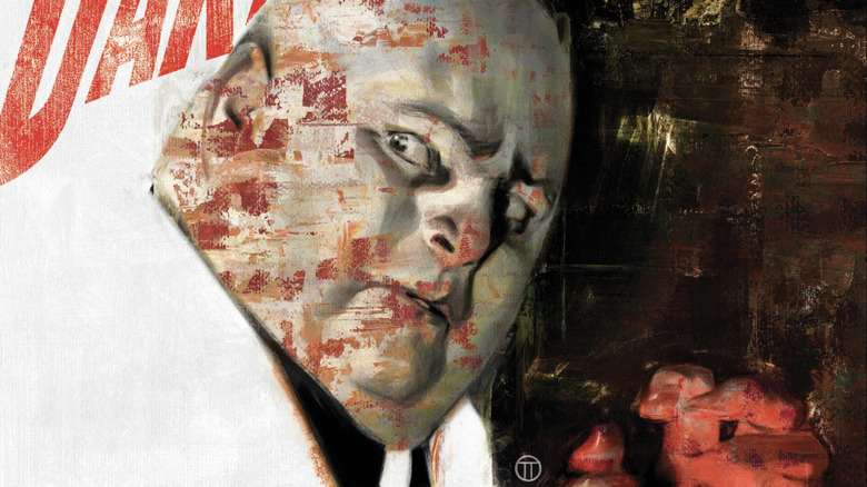 Cover of Daredevil #13 by Julian Totino Tedesco, showing the Kingpin looking worried with bloody hands