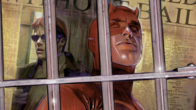 Daredevil #82 cover showing Daredevil behind prison bars