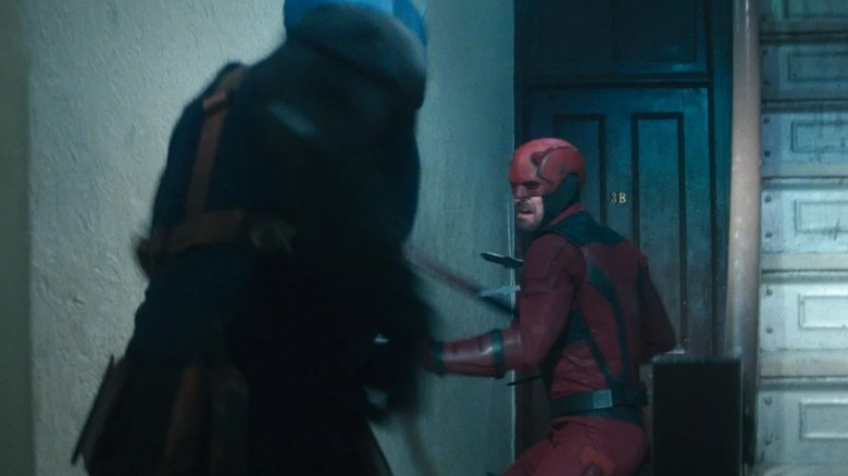 Daredevil: Born Again - Daredevil vs Bullseye in stairwell fight