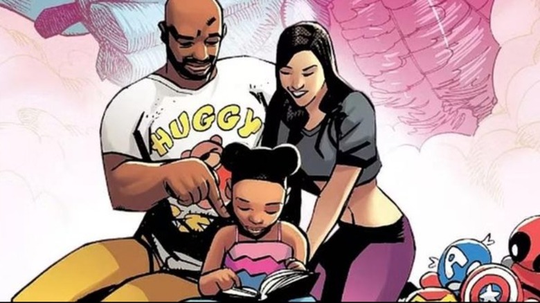 Marvel comic showing Luke Cage & Jessica Jones with their daughter, Danielle Cage
