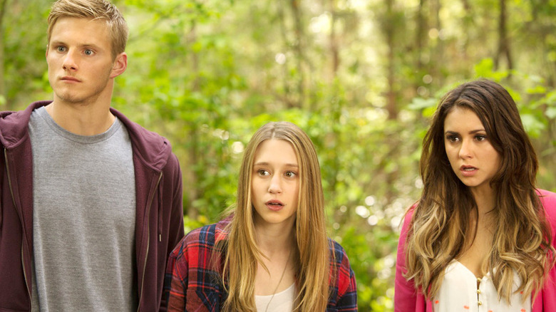 Taissa Farmiga, Alexander Ludwig, and Nina Dobrev in The Final Girls