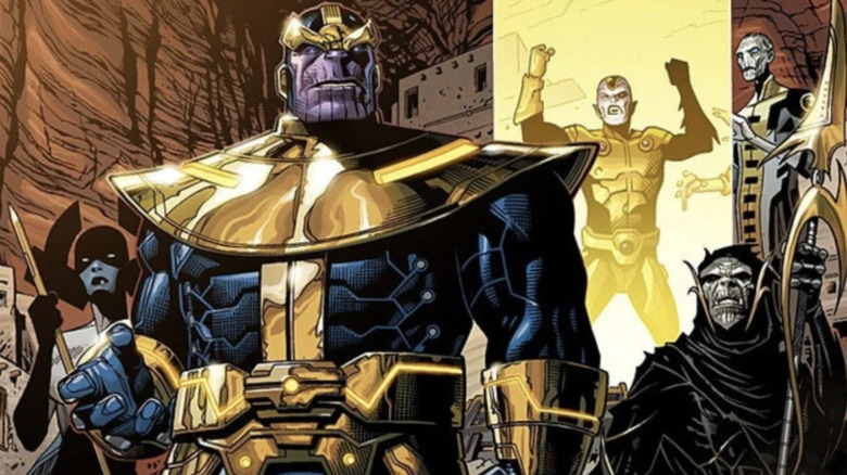 "Infinity," - Proxima Midnight, Thanos, Corvus Glaive, Thane, and Ebony Maw