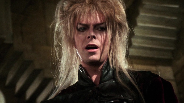 David Bowie as Jareth looking down at someone in Labyrinth