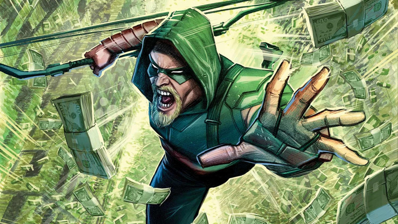 Green Lantern dives through mountains of money