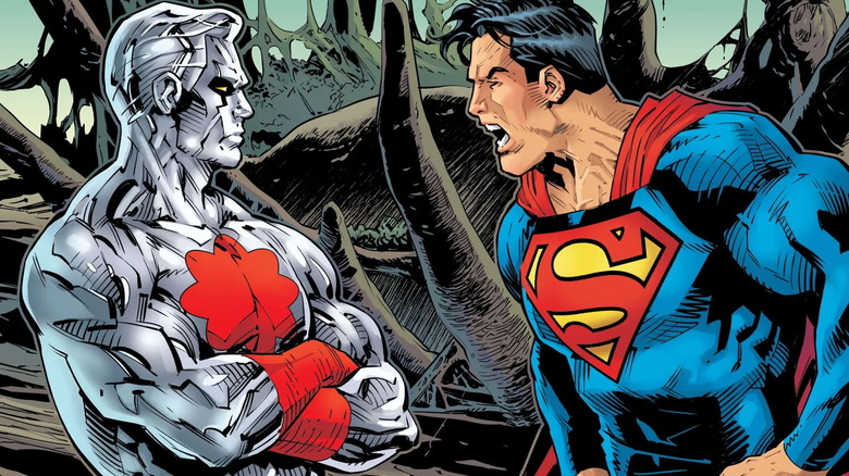 Captain Atom argues with Superman in a panel from DC K.O. Superman vs. Captain Atom #1