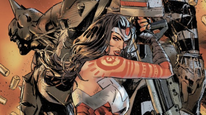 Absolute Batman #16 cover - Batman and Wonder Woman in battle together