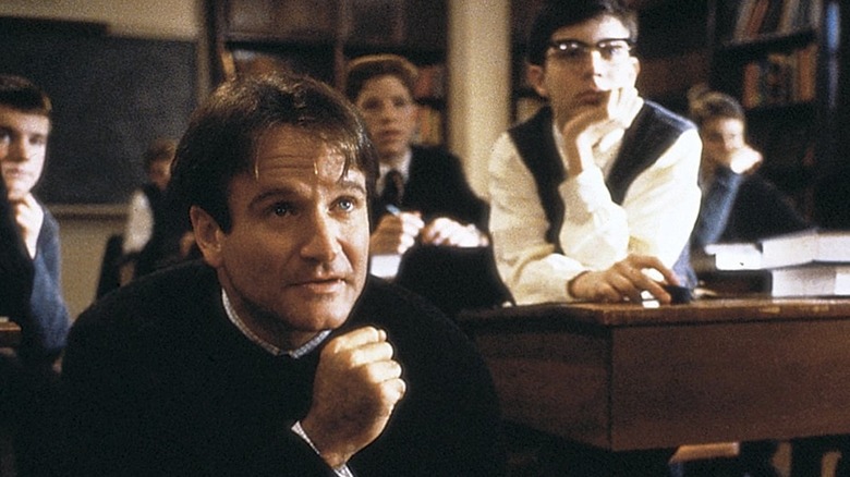 Robin Williams as John Keating in Dead Poets Society.