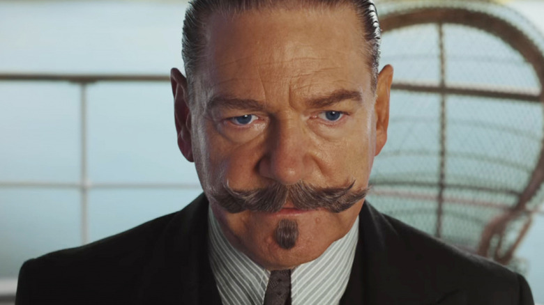 Kenneth Branagh looking serious in Death on the Nile