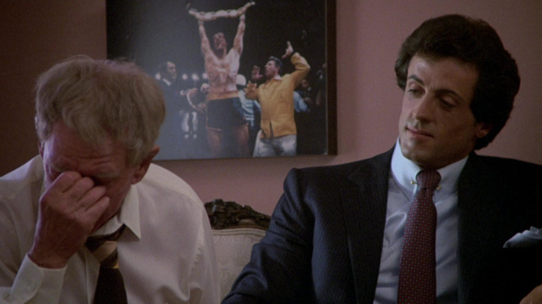 Burgess Meredith and Sylvester Stallone in Rocky III
