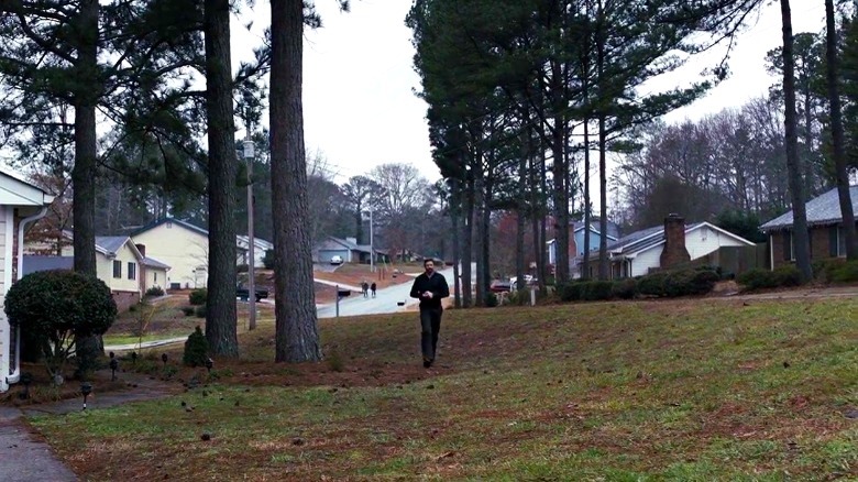 Wide Shot of Keller Dover with Trees in Prisoners