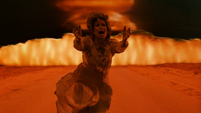 A woman fleeing a massive nuclear explosion in Dreamscape