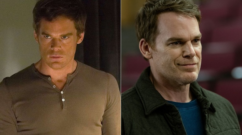 Side-by-side images of Michael C. Hall as Dexter Morgan in Dexter and Dexter: Resurrection.