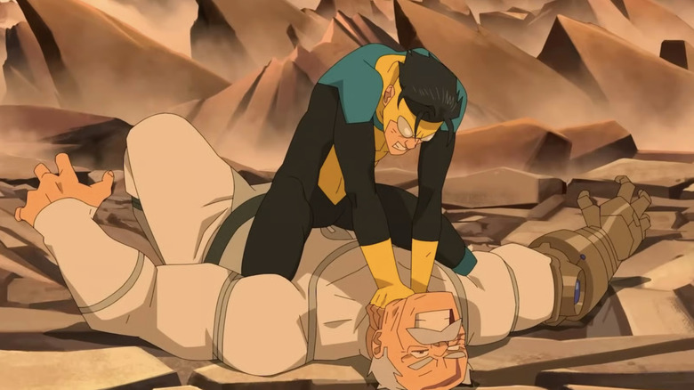 Mark strangling Conquest to death in Invincible