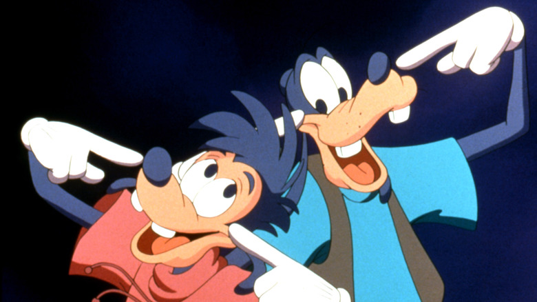 Max and Goofy dancing together in A Goofy Movie