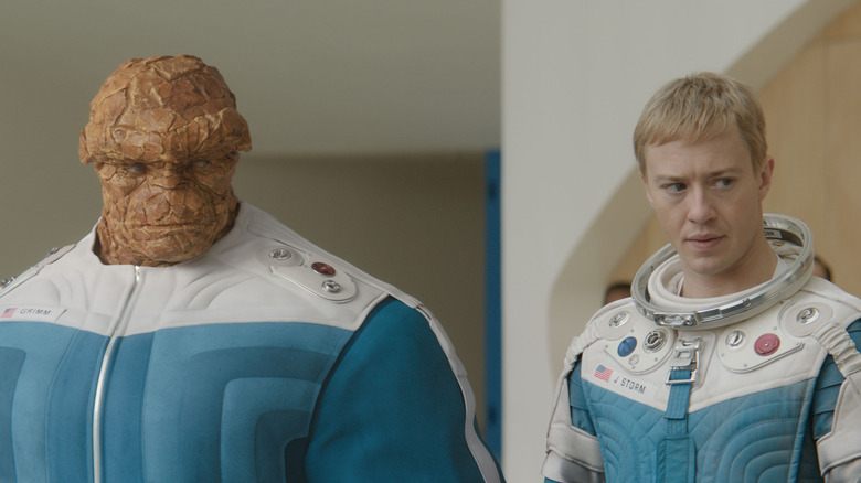 Ben Grimm and Johnny Storm in their space suits in Fantastic Four: First Steps