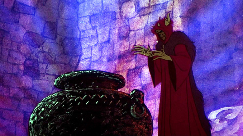 Le Roi Cornu devant le Chaudron Noir dans Le Chaudron Noir