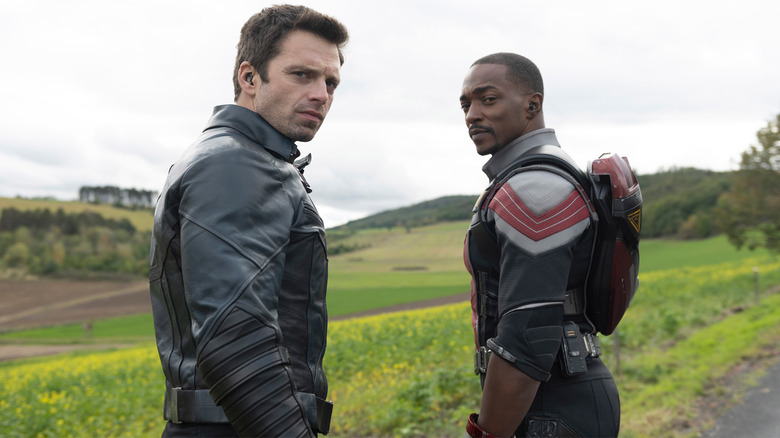 Falcon and the Winter Soldier practice their Blue Steel looks