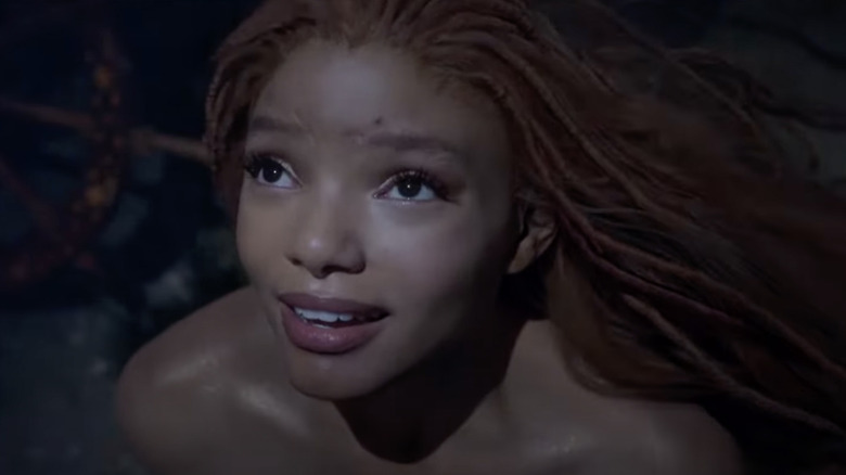 ariel swimming happily