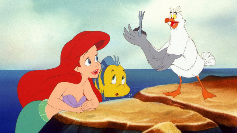 Ariel, Flounder, and Scuttle in The Little Mermaid