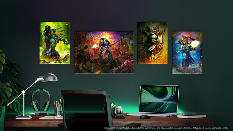 Write out the Warhammer metal posters on the wall over the table