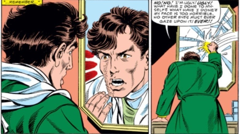 Doctor Doom looking at himself in the mirror in the Marvel Comics Universe