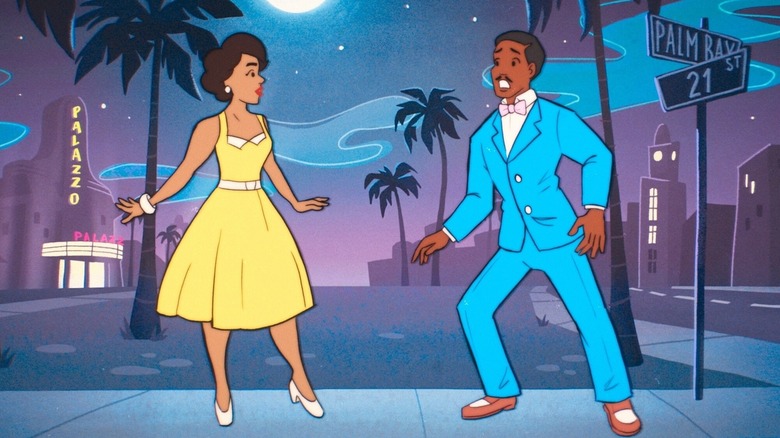Ncuti Gatwa as a doctor and Varanda Sethu as Belinda Chandra as animated characters on Doctor Who