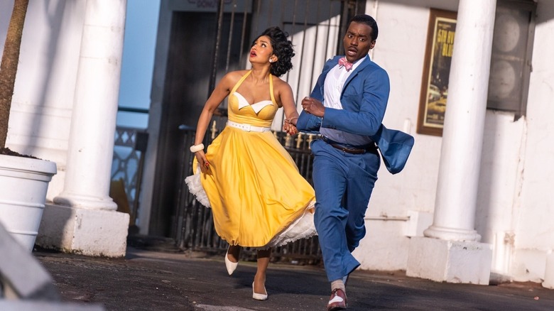 Varada Sethu's Belinda Chandra and Ncuti Gatwa's Doctor running scared on Doctor Who