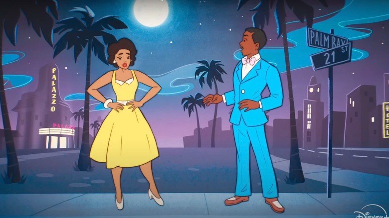 Ncuti Gatwa as the Doctor and Varada Sethu as the companion Belinda Chandra transformed into animated versions of themselves on Doctor Who
