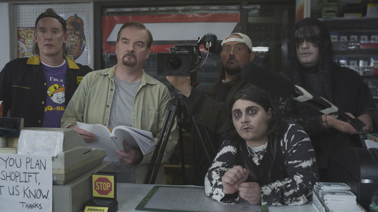 Jeff Anderson, Brian O'Halloran, Kevin Smith, Austin Zajur, and Trevor Fehrman in Clerks III